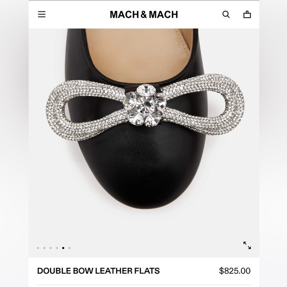 NWT Mach & Mach Black Double Bow Leather Flats